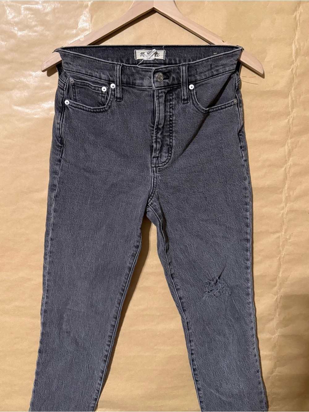 Madewell The Perfect Vintage Jeans Washed Black Distressed 25